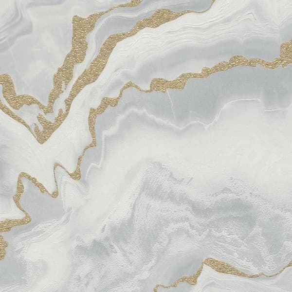 Texturerat vinyltapet marmor-effekt Mystic Magic Elle Decoration Ljusgrå / Guld 10447-31