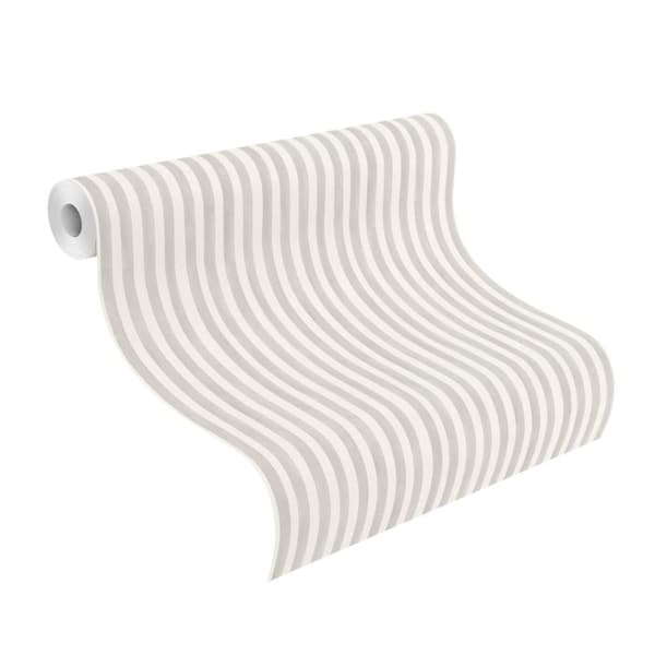 Väggtapet av non-woven 252767 väggtapet randiga vågor 53 x 1005 cm Rasch Bambino XIX grå vit