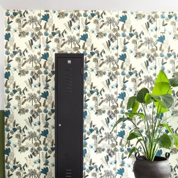 Tapet - RASCH - 540345 - Vinyltapet - Leopardmönster - Grön - 10 m x 53 cm
