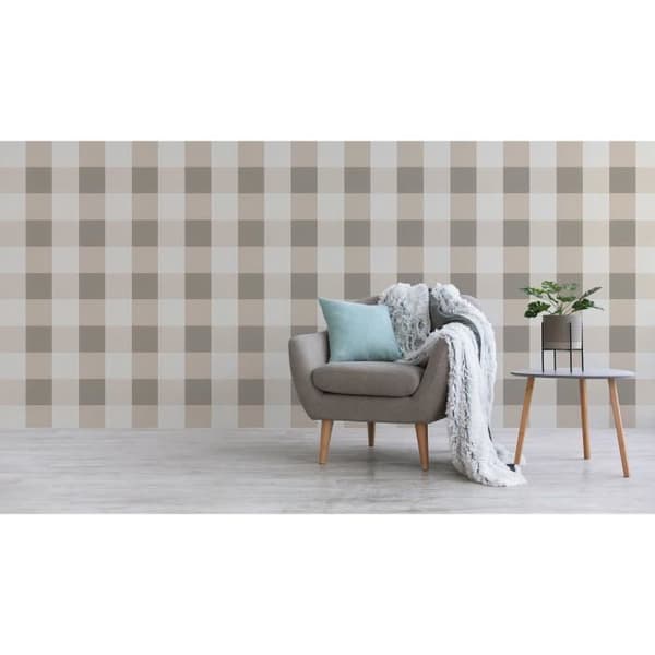 Grafiskt tapet Meo M1-No.2003 | Non-woven tapet | Brun | Kräm | Rutor | Geometrisk
