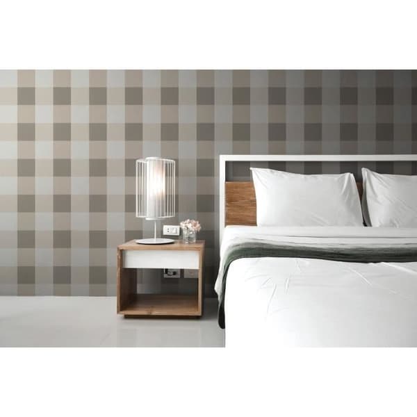 Grafiskt tapet Meo M1-No.2003 | Non-woven tapet | Brun | Kräm | Rutor | Geometrisk