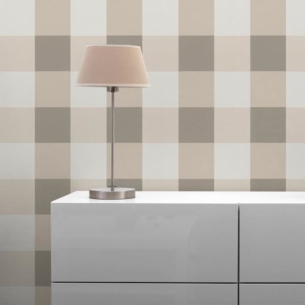 Grafiskt tapet Meo M1-No.2003 | Non-woven tapet | Brun | Kräm | Rutor | Geometrisk