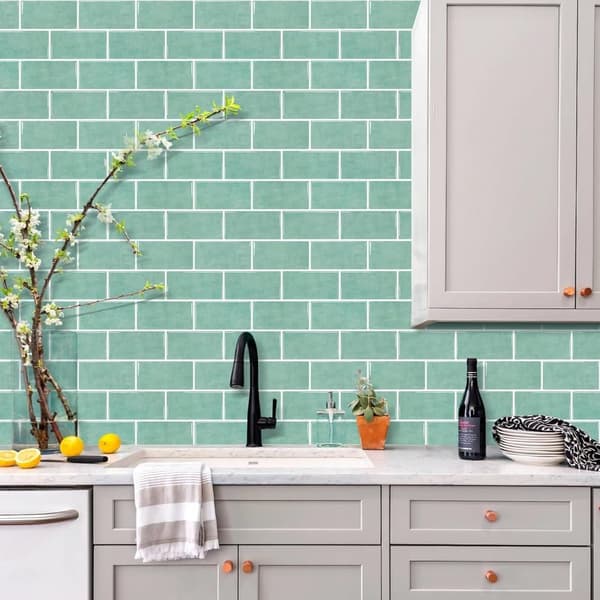 OBOSOE Selvklæbende wallsticker flise, 10-pak wallsticker til køkken og bad, 25x7,5 cm