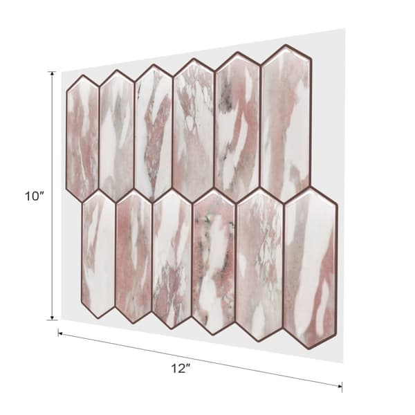 OBOSOE Itseliimautuvat Seinätarrat & Seinätarrat 10 kpl Vaaleanpunainen Marmori Keittiön Backsplash 30.5x25.4cm