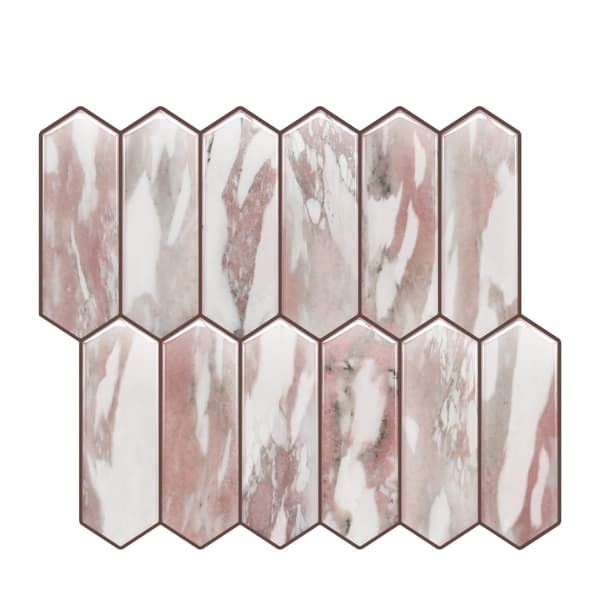 OBOSOE Itseliimautuvat Seinätarrat & Seinätarrat 10 kpl Vaaleanpunainen Marmori Keittiön Backsplash 30.5x25.4cm