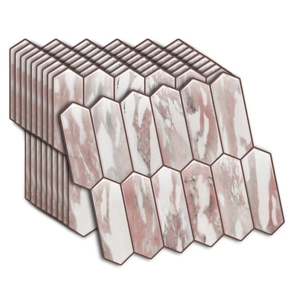 OBOSOE Itseliimautuvat Seinätarrat & Seinätarrat 10 kpl Vaaleanpunainen Marmori Keittiön Backsplash 30.5x25.4cm