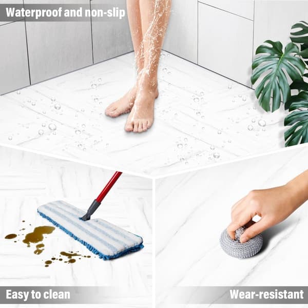 OBOSOE Selvklæbende wallstickers & gulvfliser – 20 stk marmorlook 30x30cm, vandtætte wallstickers