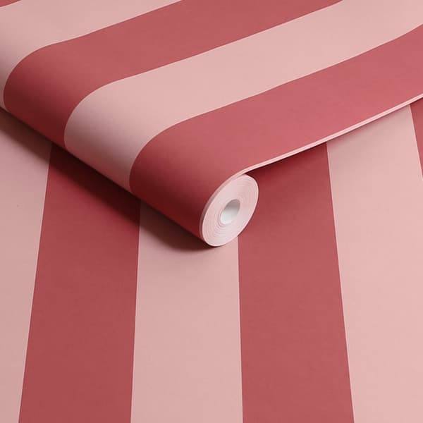 Cath Kidston - Vliesbehang - Canopy Stripe Pink & Red