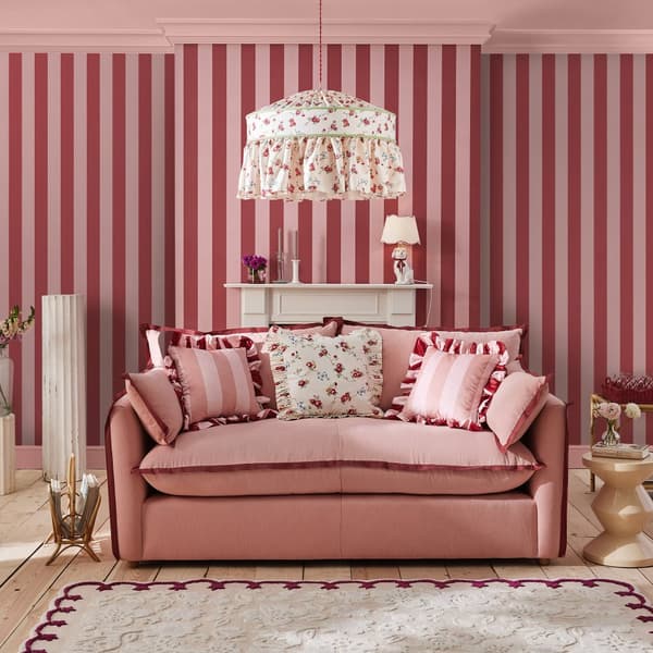 Cath Kidston - Vliesbehang - Canopy Stripe Pink & Red