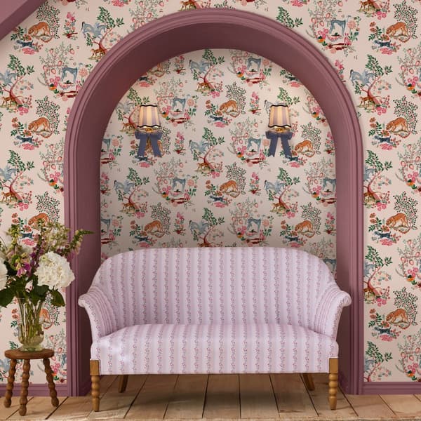 Cath Kidston - Vliesbehang - Painted Kingdom Pink