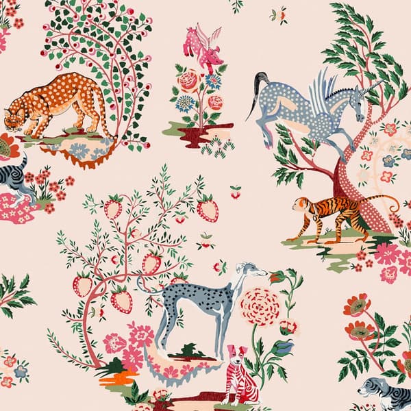 Cath Kidston - Vliesbehang - Painted Kingdom Pink