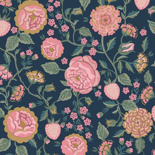 Cath Kidston - Vliesbehang - Strawberry Garden Navy