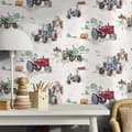 Miniatyrbild 3 av 4: Cath Kidston - Vliesbehang - Traktor Multi