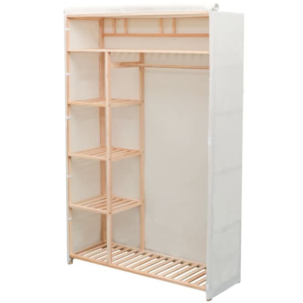 vidaXL Garderobeskap i stoff og furu 110x40x170 cm