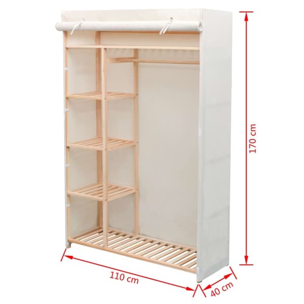 vidaXL Garderobeskap i stoff og furu 110x40x170 cm
