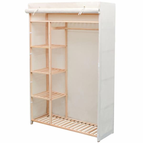 vidaXL Garderobeskap i stoff og furu 110x40x170 cm