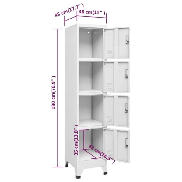 vidaXL Lukkokaappi 4 lokerolla 38x45x180 cm