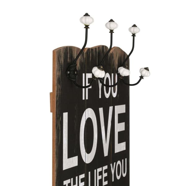 vidaXL Seinänaulakko 6 koukulla LOVE LIVE 120x40 cm