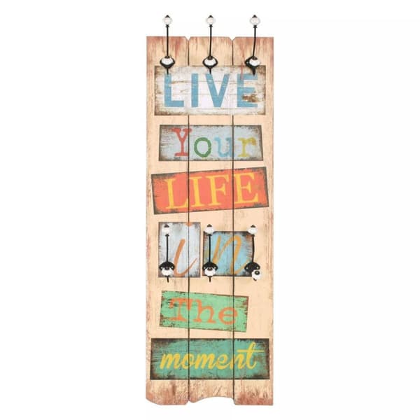vidaXL Seinänaulakko 6 koukulla LIVE LIFE 120x40 cm