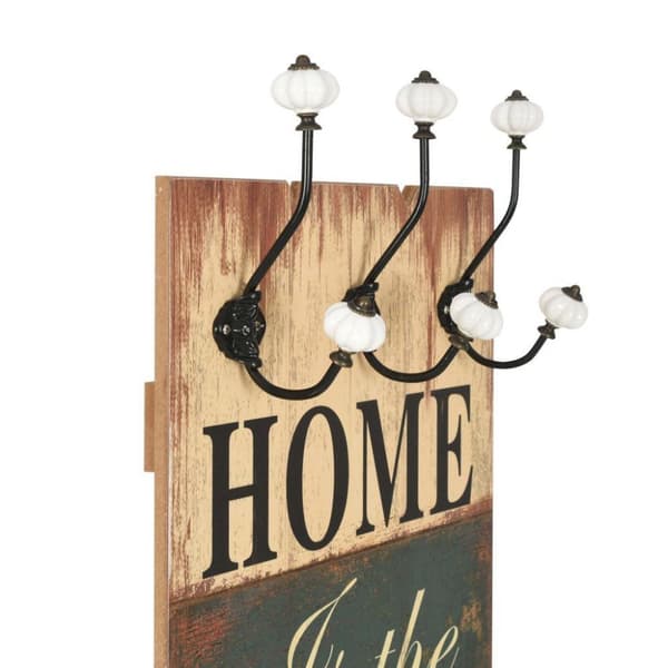 vidaXL vægmonteret knagerække med 6 knager HOME IS 120 x 40 cm