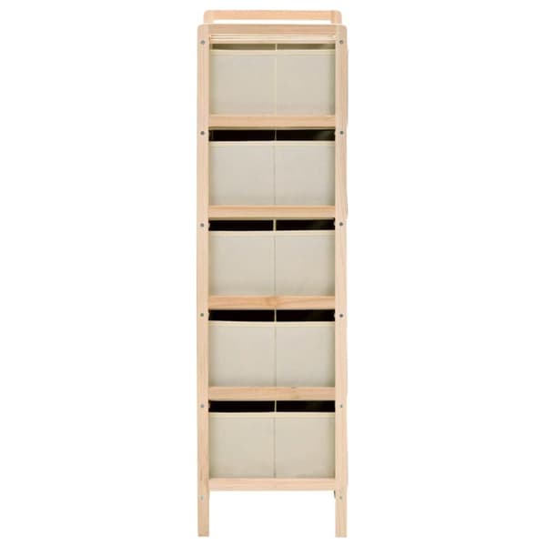 vidaXL opbevaringsstativ med 5 stofkurve cedertræ beige