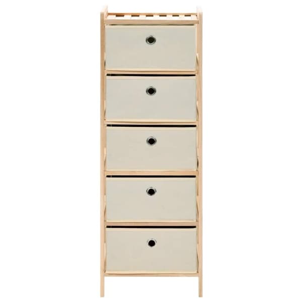 vidaXL opbevaringsstativ med 5 stofkurve cedertræ beige