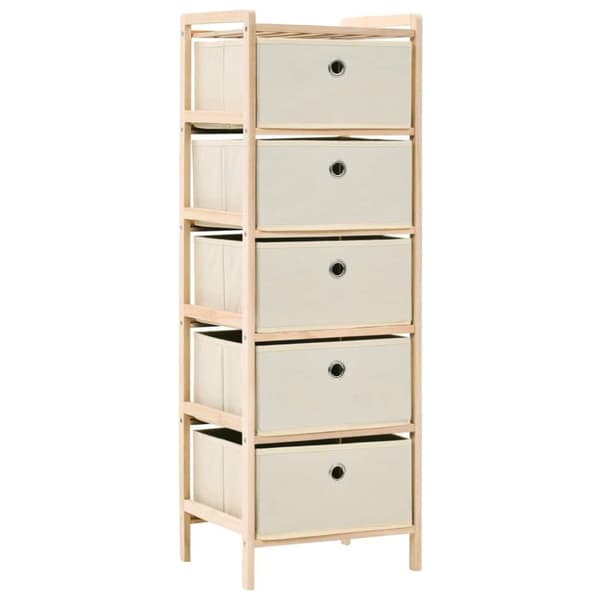 vidaXL opbevaringsstativ med 5 stofkurve cedertræ beige