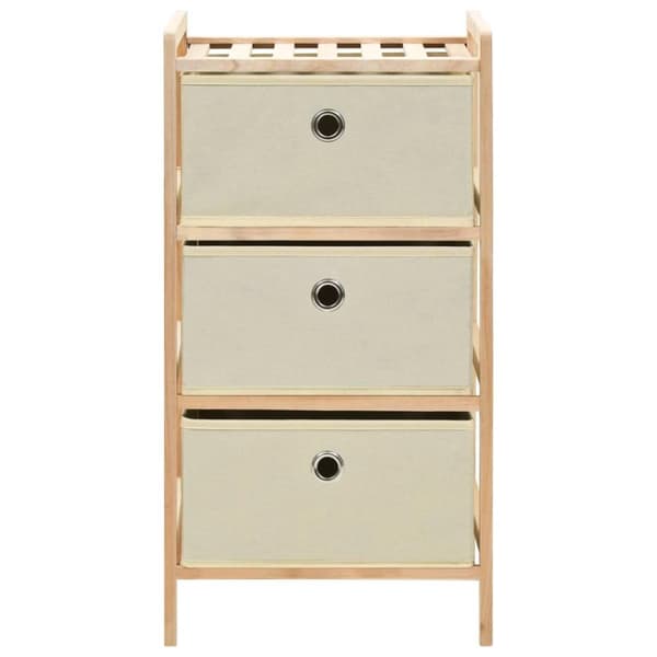 vidaXL Oppbevaringshylle med 3 stoffkurver sedertre beige