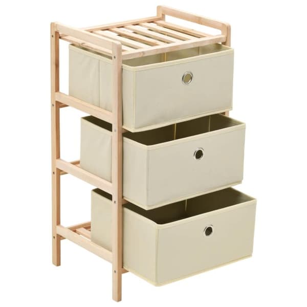 vidaXL Oppbevaringshylle med 3 stoffkurver sedertre beige
