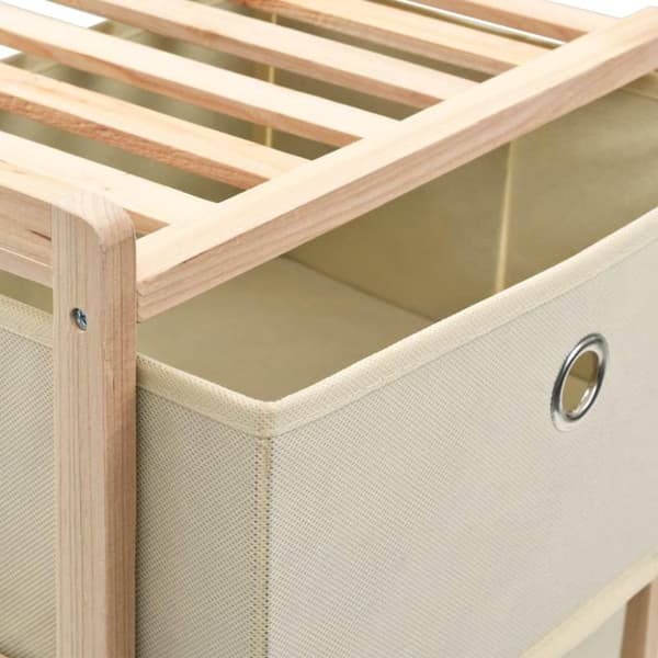 vidaXL Oppbevaringshylle med 3 stoffkurver sedertre beige