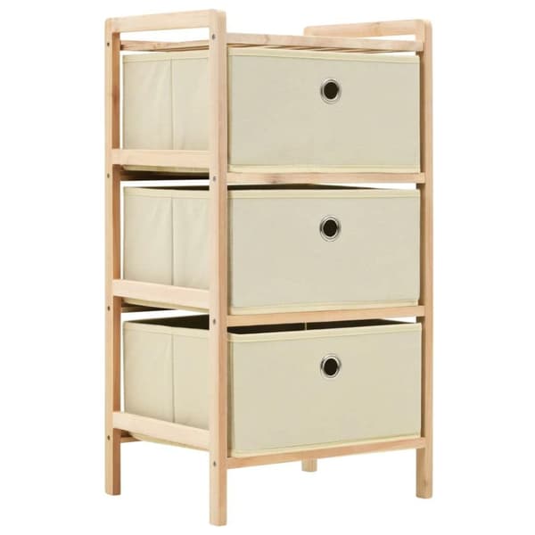 vidaXL Oppbevaringshylle med 3 stoffkurver sedertre beige
