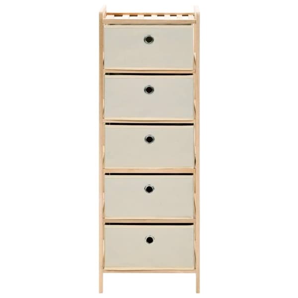 vidaXL Oppbevaringshyller 2 stk med 5 stoffkurver beige sedertre