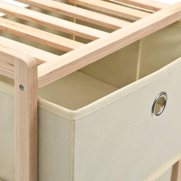 vidaXL Oppbevaringshyller 2 stk med 5 stoffkurver beige sedertre
