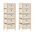 Miniatyrbilde 1 av 7: vidaXL Oppbevaringshyller 2 stk med 5 stoffkurver beige sedertre
