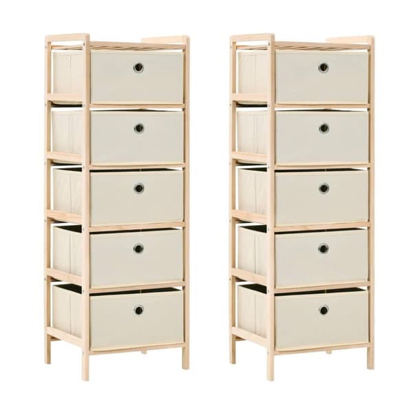 vidaXL Förvaringshyllor 2 st med 5 tygkorgar cederträ beige