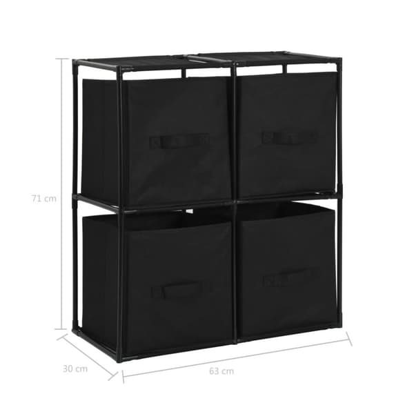 vidaXL reol med 4 stofkurve 63x30x71 cm stål sort