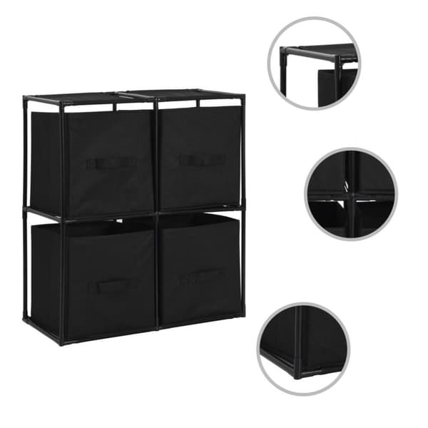 vidaXL reol med 4 stofkurve 63x30x71 cm stål sort