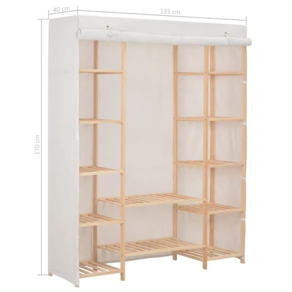 vidaXL klædeskab 135 x 40 x 170 cm stof hvid