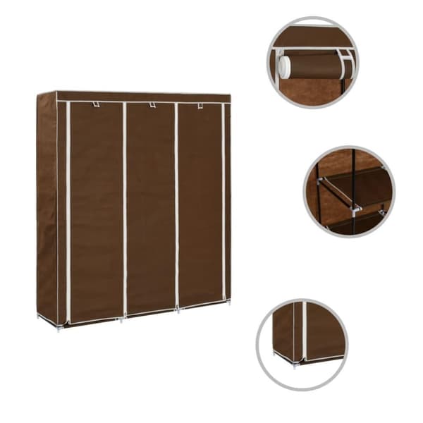 vidaXL klædeskab med rum og tøjstang 150 x 45 x 175 cm stof brun