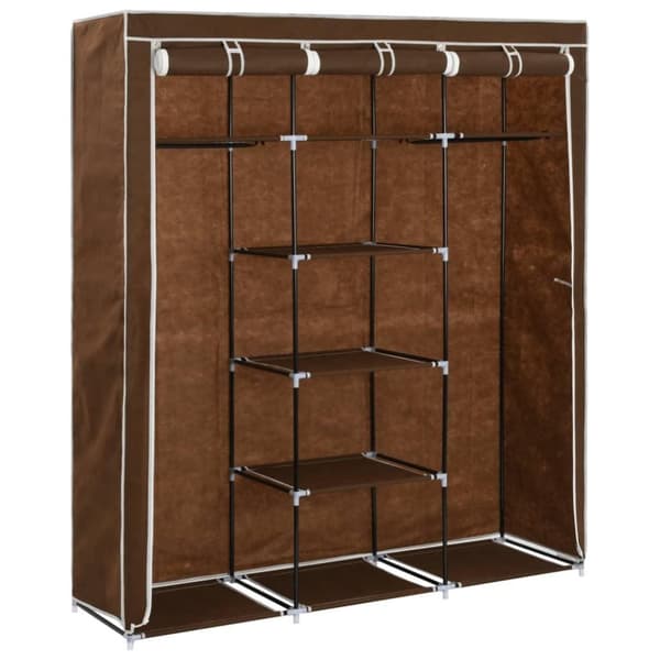 vidaXL klædeskab med rum og tøjstang 150 x 45 x 175 cm stof brun