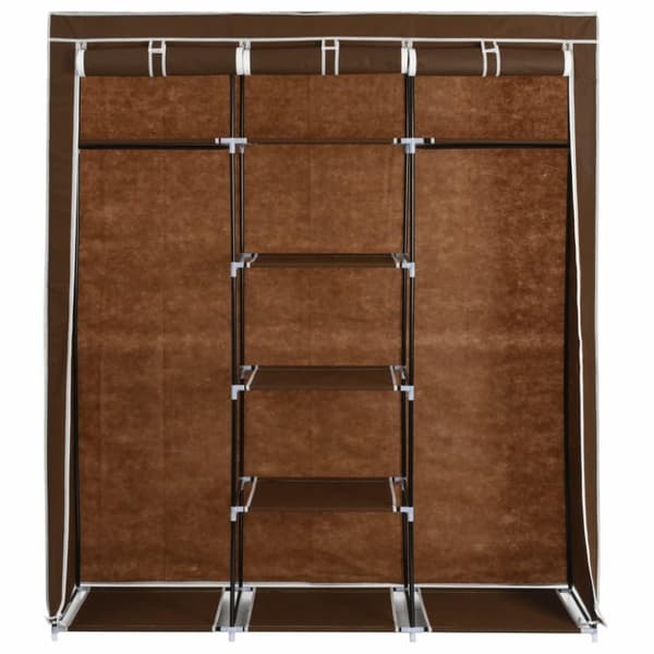 vidaXL klædeskab med rum og tøjstang 150 x 45 x 175 cm stof brun