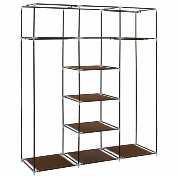 vidaXL klædeskab med rum og tøjstang 150 x 45 x 175 cm stof brun