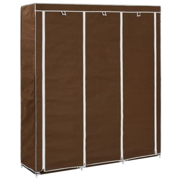 vidaXL klædeskab med rum og tøjstang 150 x 45 x 175 cm stof brun