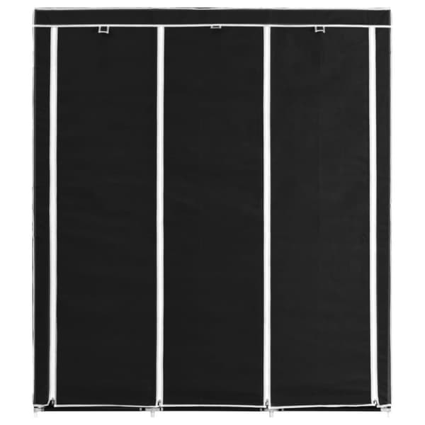vidaXL Garderob med fack och stänger svart 150x45x175 cm tyg