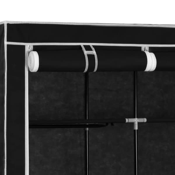 vidaXL Garderob med fack och stänger svart 150x45x175 cm tyg