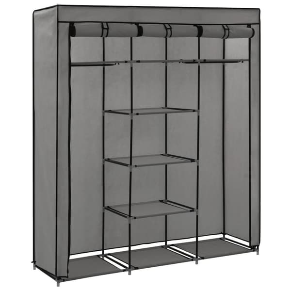 vidaXL Garderobe med skap og stenger grå 150x45x175 cm stoff