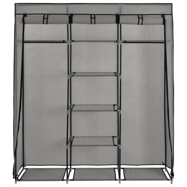 vidaXL Garderobe med skap og stenger grå 150x45x175 cm stoff