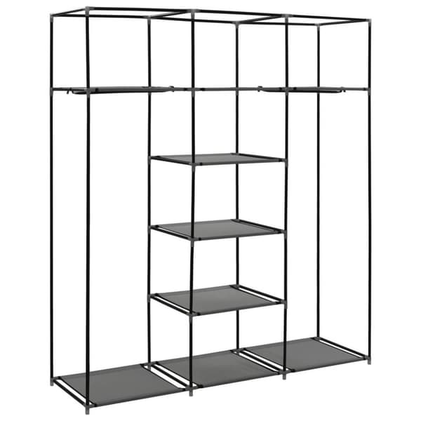vidaXL Garderobe med skap og stenger grå 150x45x175 cm stoff