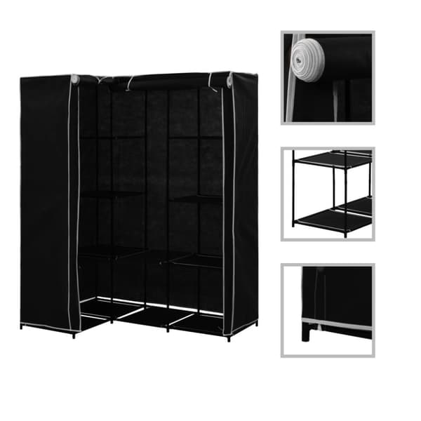 vidaXL hjørneklædeskab 130 x 87 x 169 cm sort