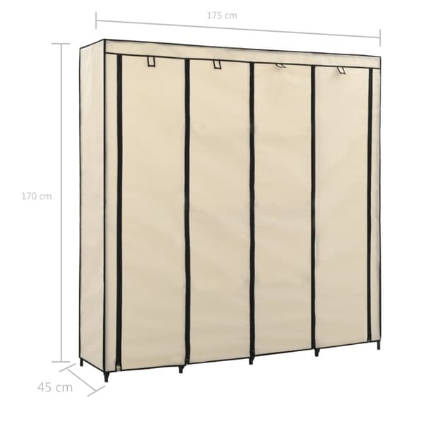 vidaXL klædeskab med 4 rum 175x45x170 cm cremefarvet
